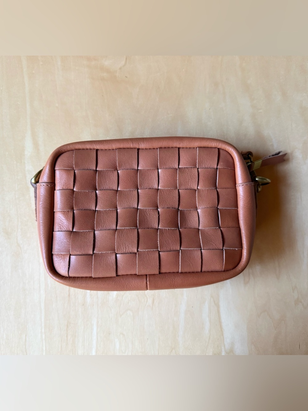 Madewell Woven Leather Crossbody in Tan Brown